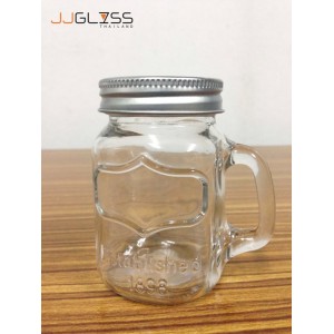 (AMORN) Mason Jar 128 Silver - 4 oz. Handmade Colour Water Glass (128 ml.)